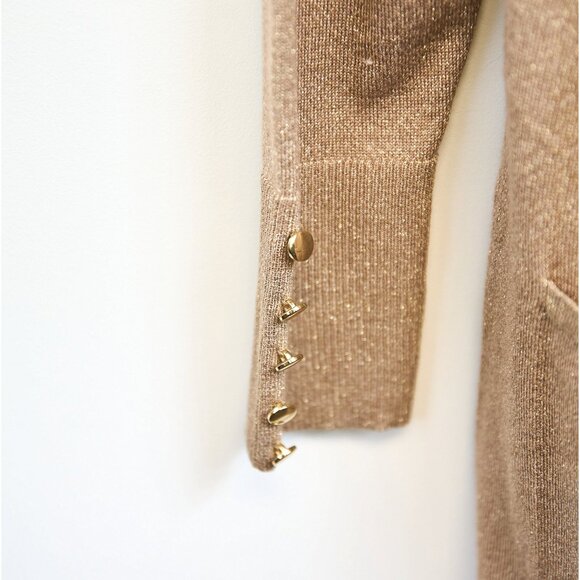 JM Collection Shimmering Gold Cardigan Size Large with Gold Buttons - Picture 5 of 11